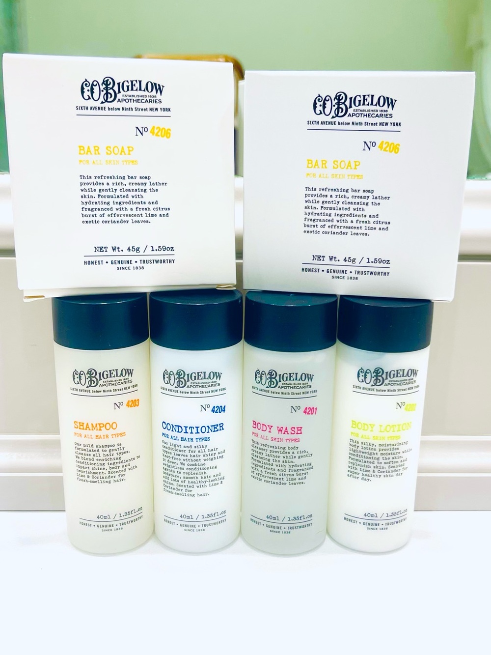 C.O. Bigelow Travel Bundle (6) Shampoo, Conditioner, Soaps & Lotion NIB